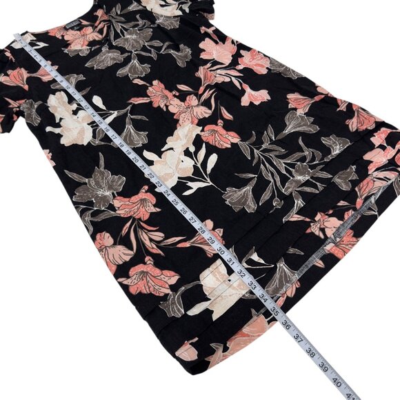Nicole Miller Womens Black Floral V-Neck Short Sleeve Linen Blend Tunic Dress XL - Picture 5 of 11